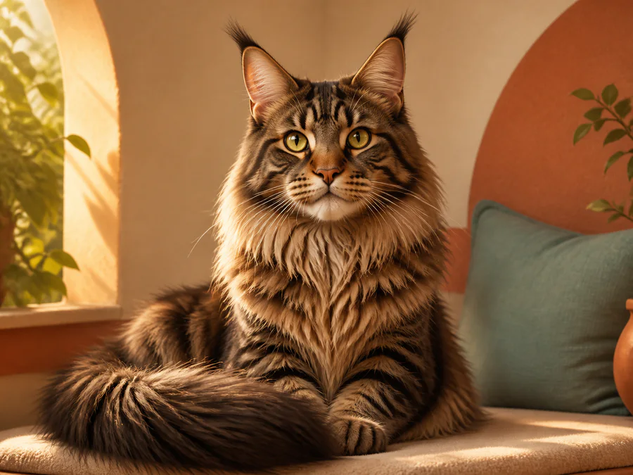 Maine Coon macska rajzfilmes portréja